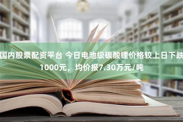 国内股票配资平台 今日电池级碳酸锂价格较上日下跌1000元，均价报7.30万元/吨